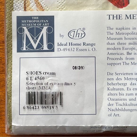 NEW Metropolitan Museum Of Art 20 Shoe Printed Napkins Leopard Blue Red Pattern - Picture 6 of 8